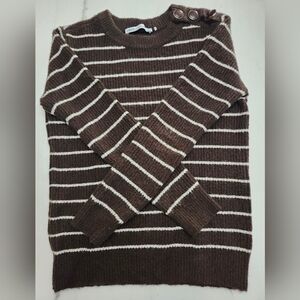 Brown Striped Sweater with Button Detail